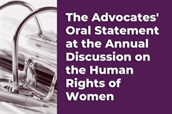 AHR Oral Statement on Women's Rights AHR Oral Statement on Women's Rights